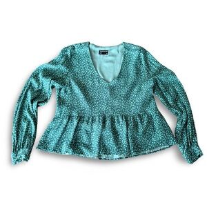 Frank & Oak Teal Patterned Blouse